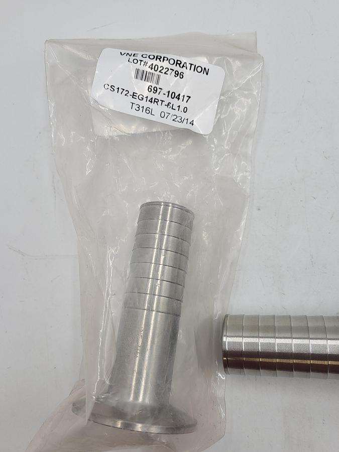 VNE T316L stainless 1" rubber hose adapter / clamp fitting 697-10417 CS172-EG14RT-6L1.0**NEW IN BAG**