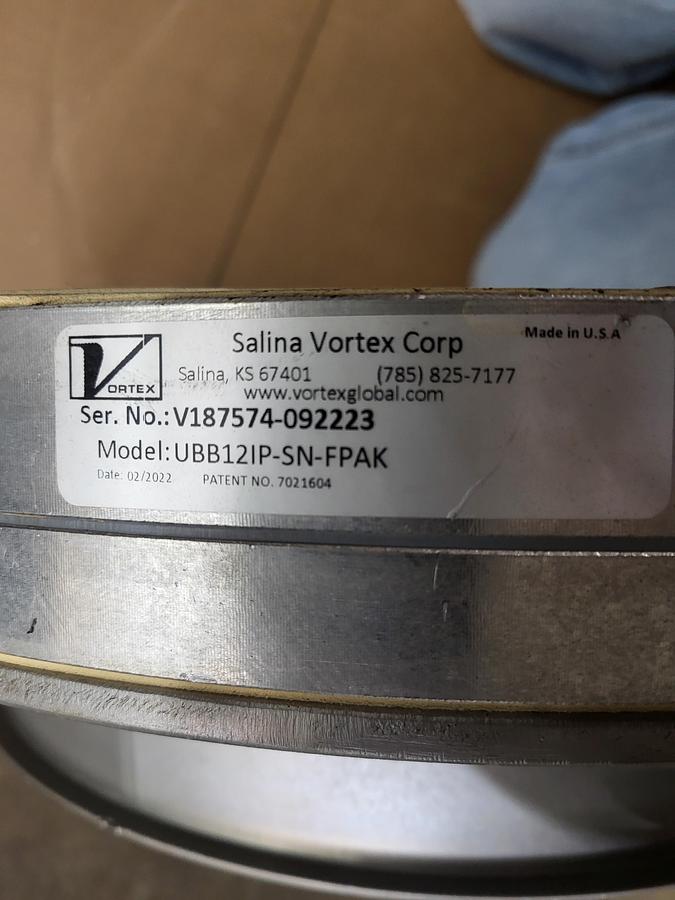 Used Salina Vortex V187574-092223 UBB12IP-SN-FPAK Iris Valve