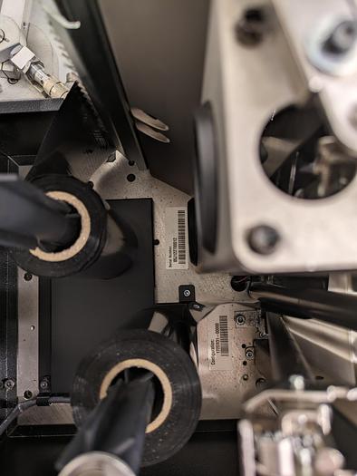 Used label printer, applicator, adjustable stand