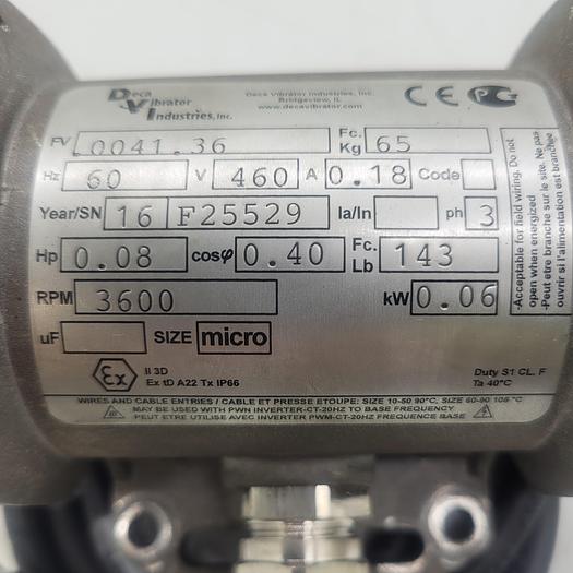 Used Deca Vibrator Industries 0041.36 Micro