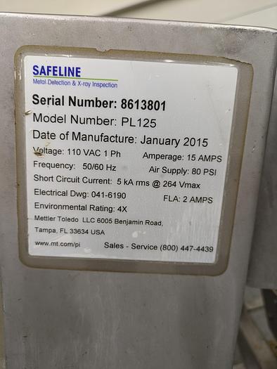 Used Mettler Toledo, Safeline 4" pipeline metal detector