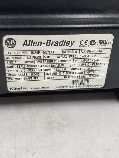 Used Allen-Bradley MPL-B330P-MJ72AA Ser A