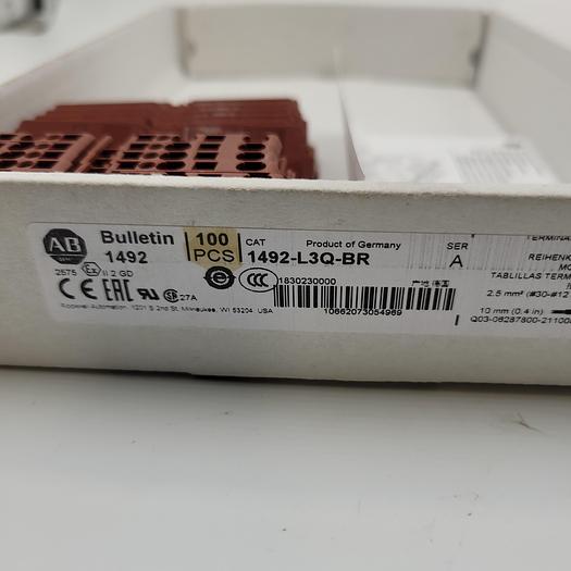 ALLEN BRADLEY 1492-L3Q-BR SER A PANEL Terminal Block, 25A, 600V AC/DC - 1 new partial box (14)