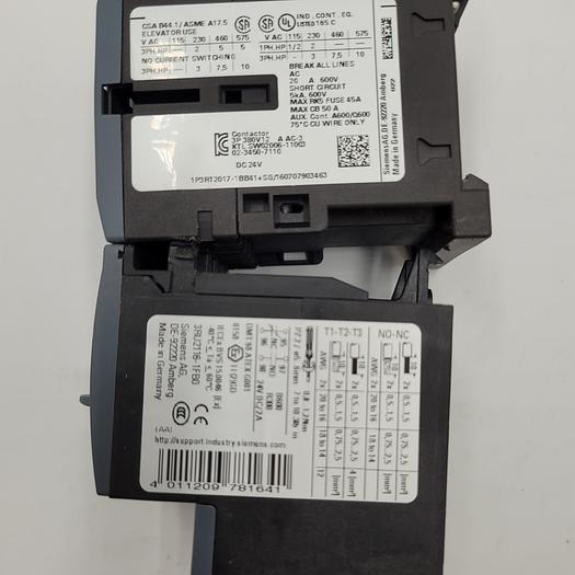 Used SIEMENS 3RT-2017-1BB41 CONTACTOR & THERMAL OVERLOAD RELAY 3.5 - 5.0 AMP