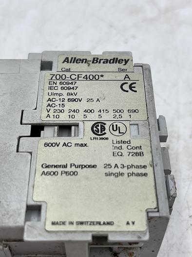 Used Allen-Bradley 700-CF400* Ser A 120V