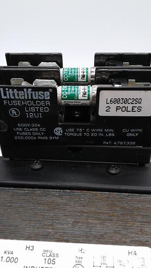 Used Littel Fuse Fuse Holder Listed 12U1 & Industrial Control Transformer E1000