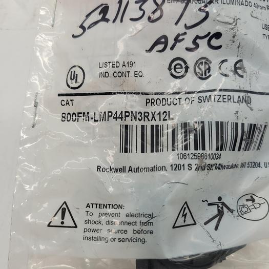 Used Allen-Bradley 800FM-LMP44PN3RX12L Ser.B