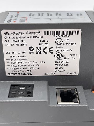 Used Allen-Bradley 1734-AENT SER B 