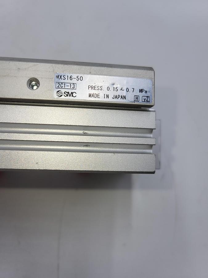 Used SMC Air Slide Table: 50 mm Stroke Lg, 16 mm Bore Dia, MXS16-50