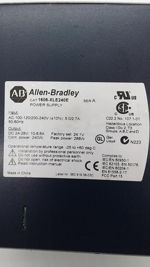 Used Allen-Bradley Power Supply 1606-XLE240E