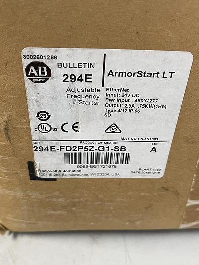 Used ALLEN-BRADLEY 294E-FD2P5Z—G1-SB Ser A