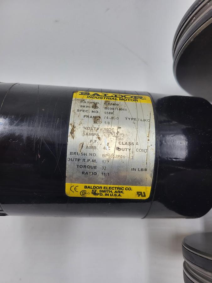 Used Baldor 1/8 HP model GP7400 Frame 74-JK-0 & 6" diameter pully 5 mm belt