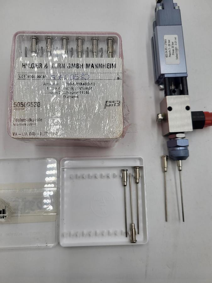 Used DOPAG Needle Metering valve low to high viscosity media 0.001-0.01ml | 403.04.85 & ** 77 NEW needles to dispense product **