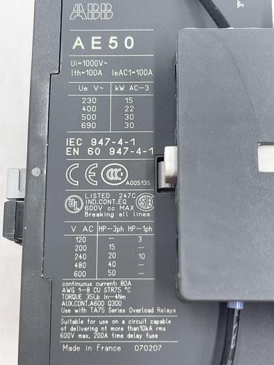 Used ABB 1SBL359001R8411 AE50-30-11