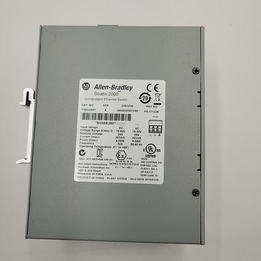 Used ALLEN BRADLEY STRATIX 2000 UNMANAGED ETHERNET SWITCH 1783-US8T SER A
