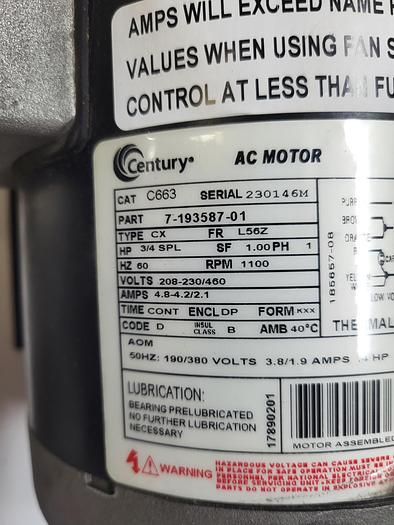 Used Century AC Motor C663 230146H