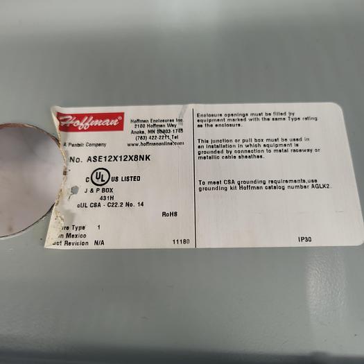 Hoffman ASE12X12XBNK J & P Box
