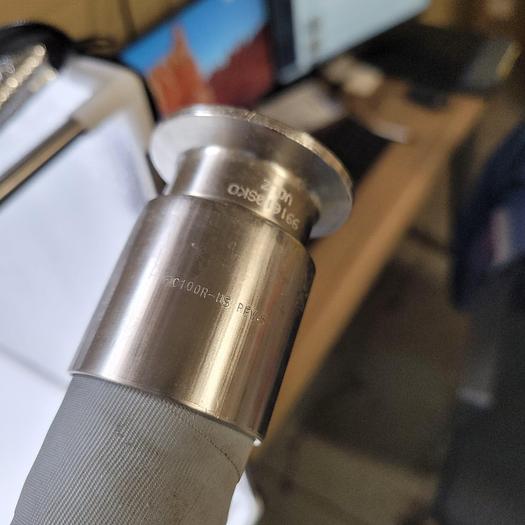 Used Versilon 150 PSI WP hose 1" x 72" USDA 3-A & stainless Sanitary Fitting pc100r-hs Rev. B both ends 991610sko