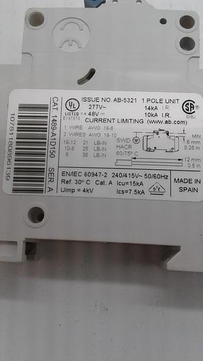 Used Allen-Bradley Current Limiting 1489-A1D150 Ser.A
