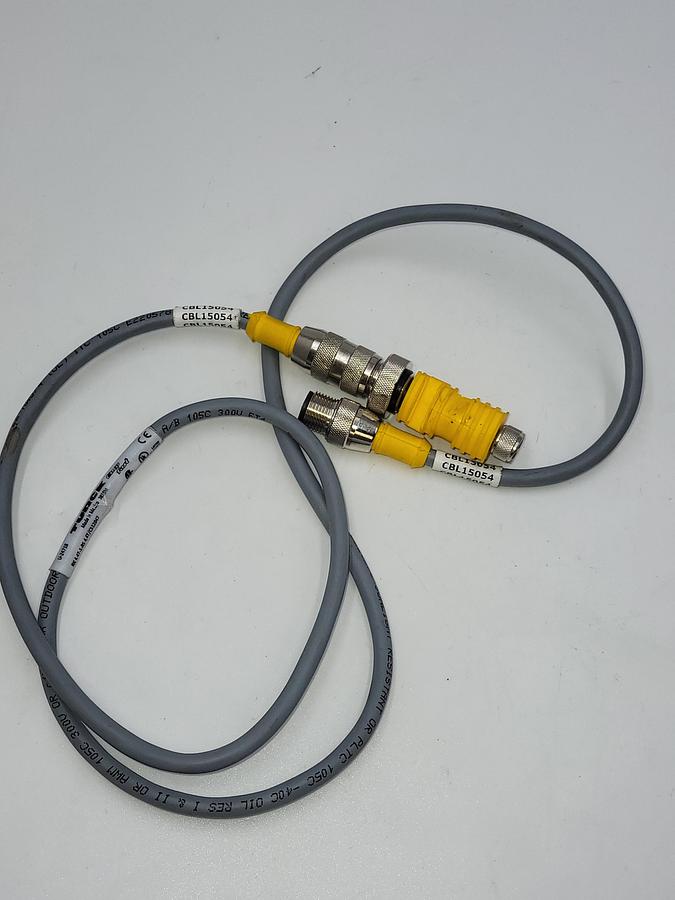 Used Turck RK 4.4T-1-RS 4.4T Cordset, M12 Male to M12 Female, Gray, 4 cond., 1 m