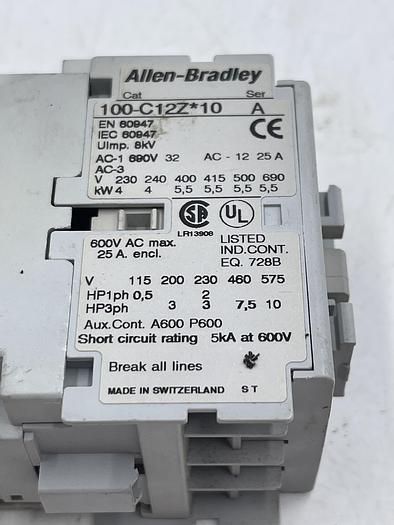 Used ALLEN-BRADLEY 100-C12Z*10 Ser A 24V