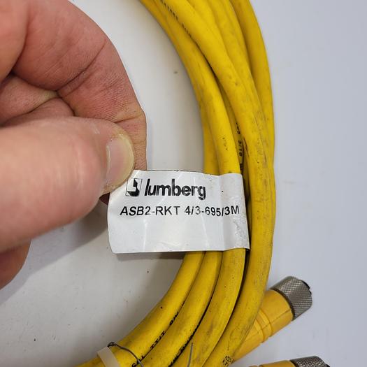 Used Lumberg Automation 909695 / E41663 ( ASB2-RKT4/3-695 ) / 3 Meters long w/ Splitter
