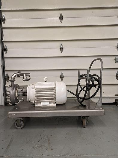 Used tri-clover pump model CL2284MDG mobile on wheels 20 hp motor