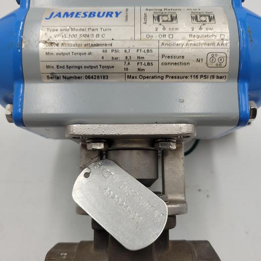 Used Jamesbury actuator VPVL100 SRV4/5 B C - 1" ball valve seat CWP 1200 psi WSP 475 psi HD6 USA Smith Instrument built 492924-00