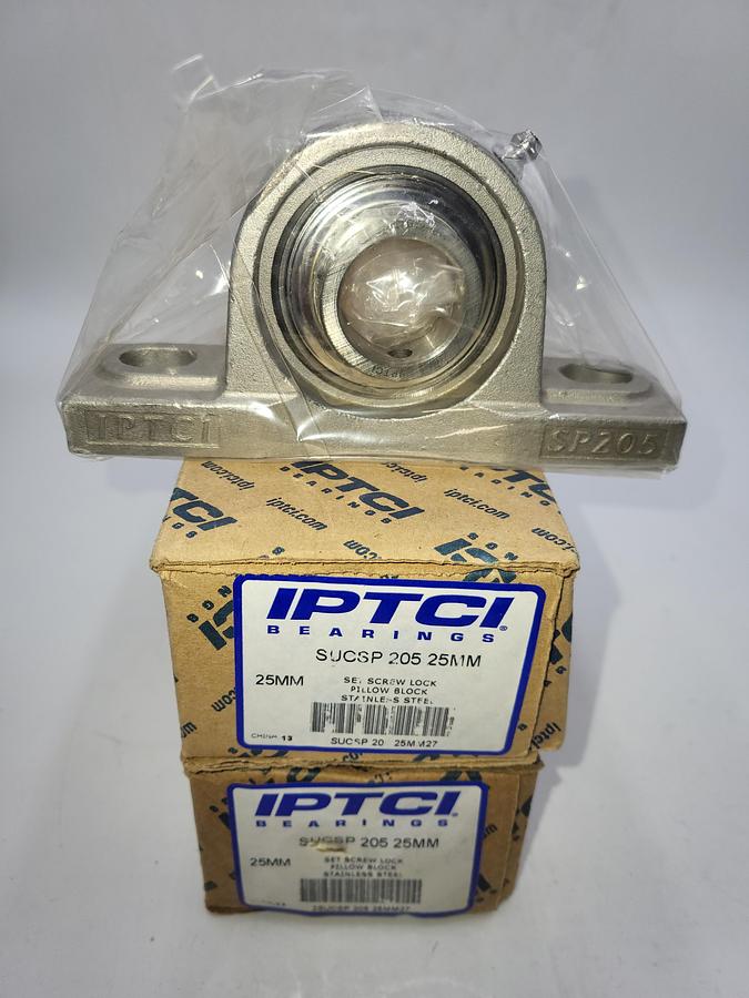 IPTCI stainless bearings SUCSP 205 25MM set screw lock pillow block **NEW IN BOX**