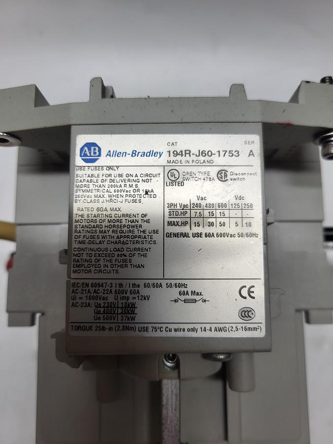 Used Allen-Bradley 194R-J60-1753 Ser.A