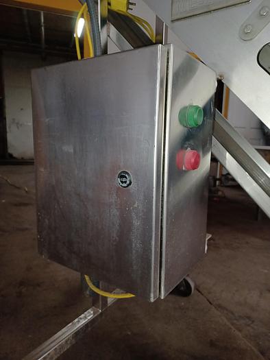 Used Stainless incline conveyor 11' long 12" wide discharge end 6' tall indeed 30" tall 