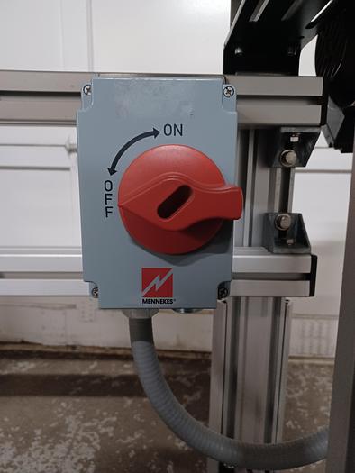 Used Dorner 2200 12" wide 4' long 34" tall PVC belt aluminum frame adjustable legs for height and angle. 277/480 3 phase