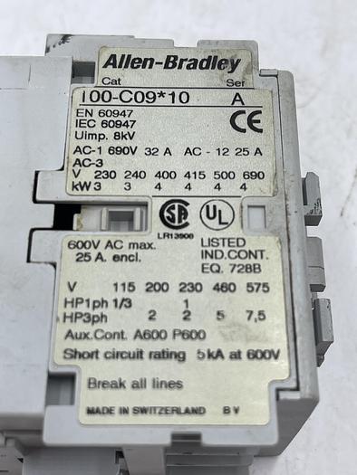 Used Allen-Bradley 100-C09*10 Ser A 120V