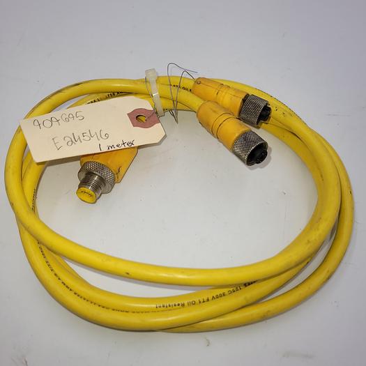 Used Lumberg Automation 909695 / E24546 dual end female / 1 Meter long w/ Splitter (4 prong male)
