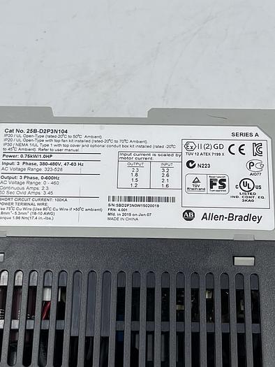 Used Allen-Bradley 25B-D2P3N104 Ser A 