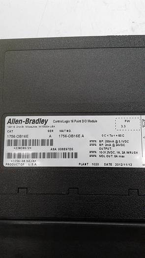 Used Allen-Bradley Control Logix 16 Point D/O Module Electronic Fusing DC Output 1756-OB16E