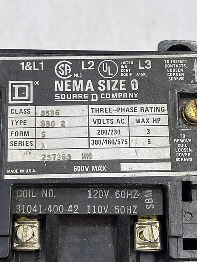 Used Square D 8536 Size 0