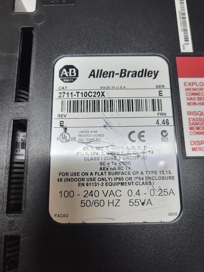 Allen-Bradley Panel view 1000 2711_T10C20X Ser.E New! Not it Box!