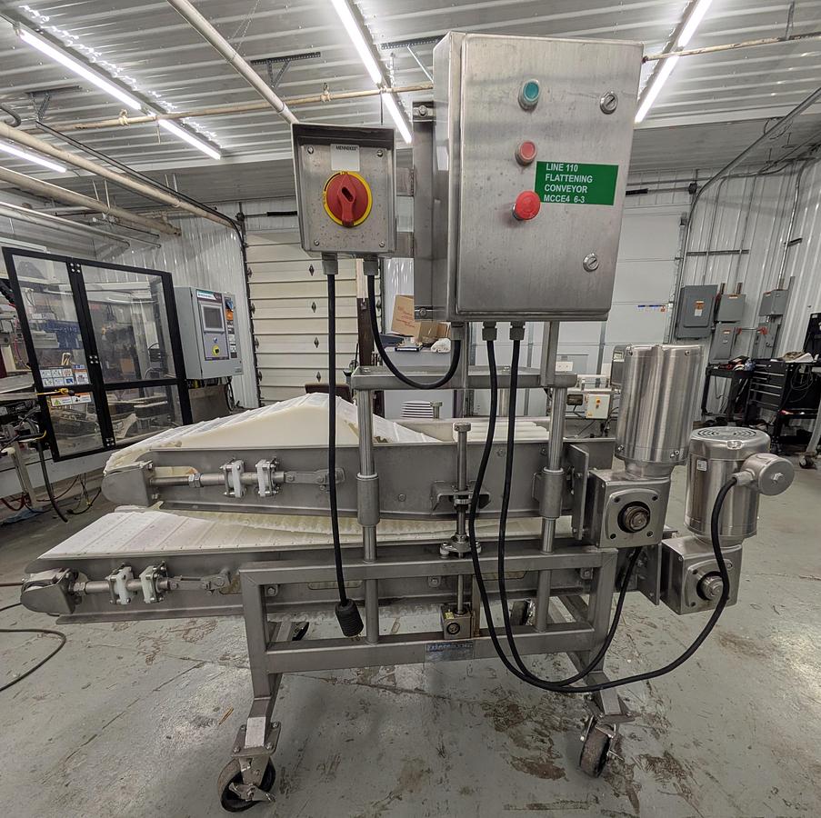 Used Friesens flattening conveyor, stainless