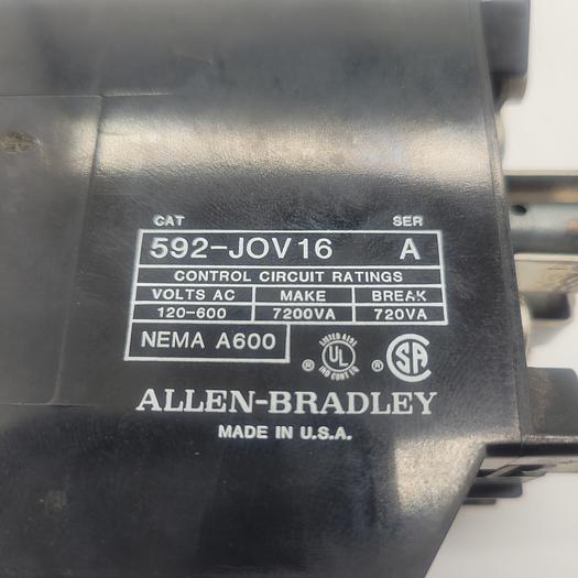 Used Allen-Bradley 592-J0V16 Control Circuit Ratings