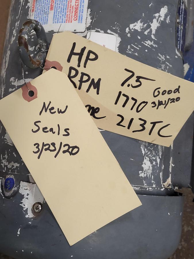 Used Baldor 7.5 HP motor 213TC frame Model CWDM371OT RPM 1770 & Sanitary Pump FP732007973