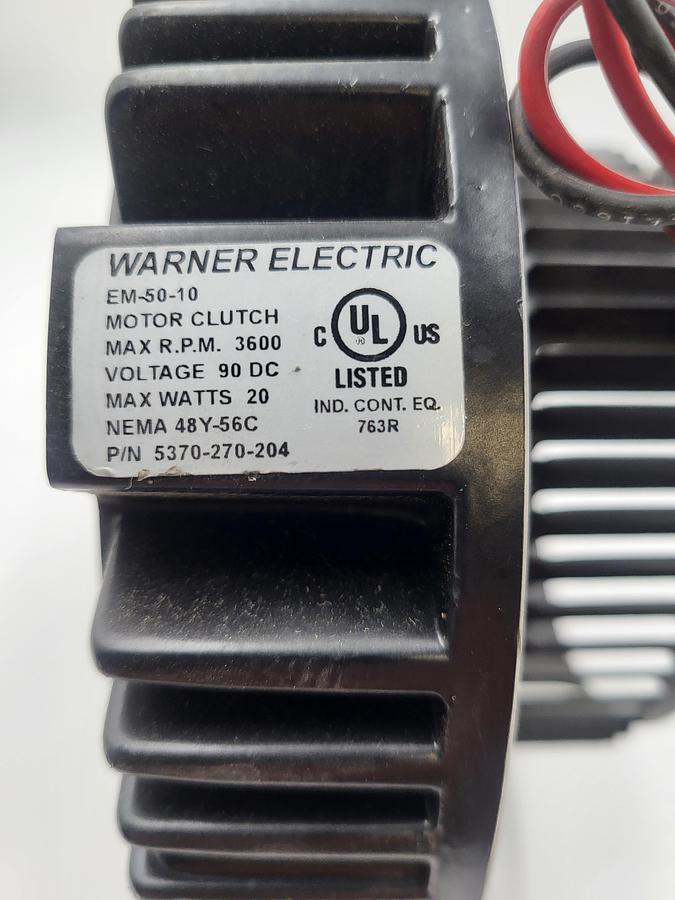 Used Warner Electric motor clutch EM-50-10 NEMA 48Y-56C / PN 5370-270-204