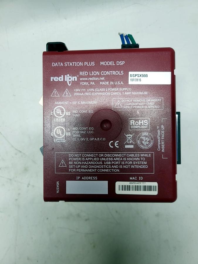Red Lion Controls DSP nameplate