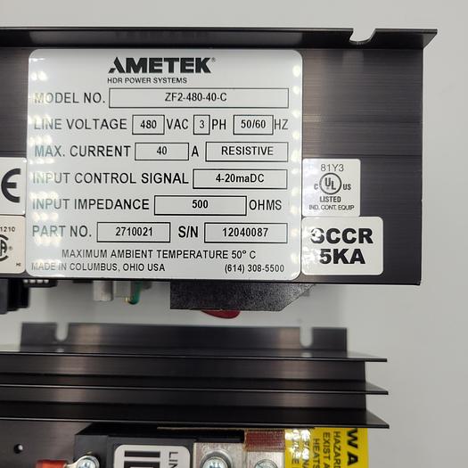 AMETEK ZF2-480-40-C POWER CONTROL PT #2710021**NEW**