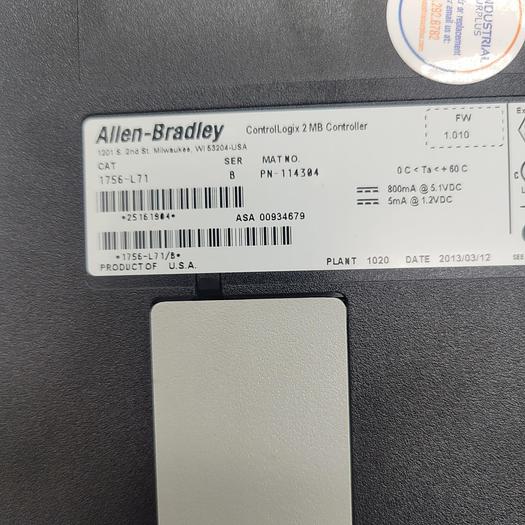 Used Allen-Bradley  Control Logix 2MB Controller 1756-L71 Ser.B