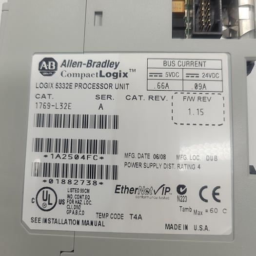 Used Allen-Bradley Compact Logix 5332E Processer Unit 1769-L32E