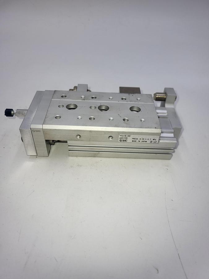 Used SMC Air Slide Table: 50 mm Stroke Lg, 16 mm Bore Dia, MXS16-50