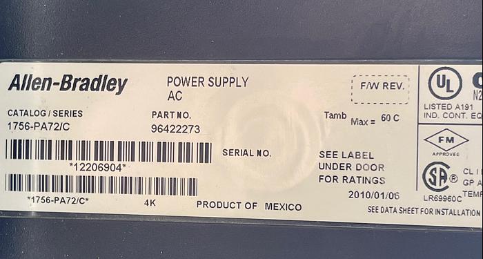 Used Allen-Bradley 1756-PA72/C, A13 