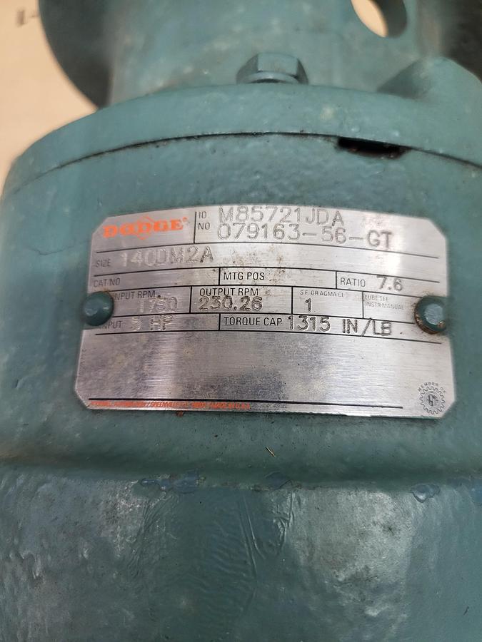 Used Dodge M85721JDA / 079163-56-GT Gear Speed Reducer 7.6 Ratio 1750 RPM