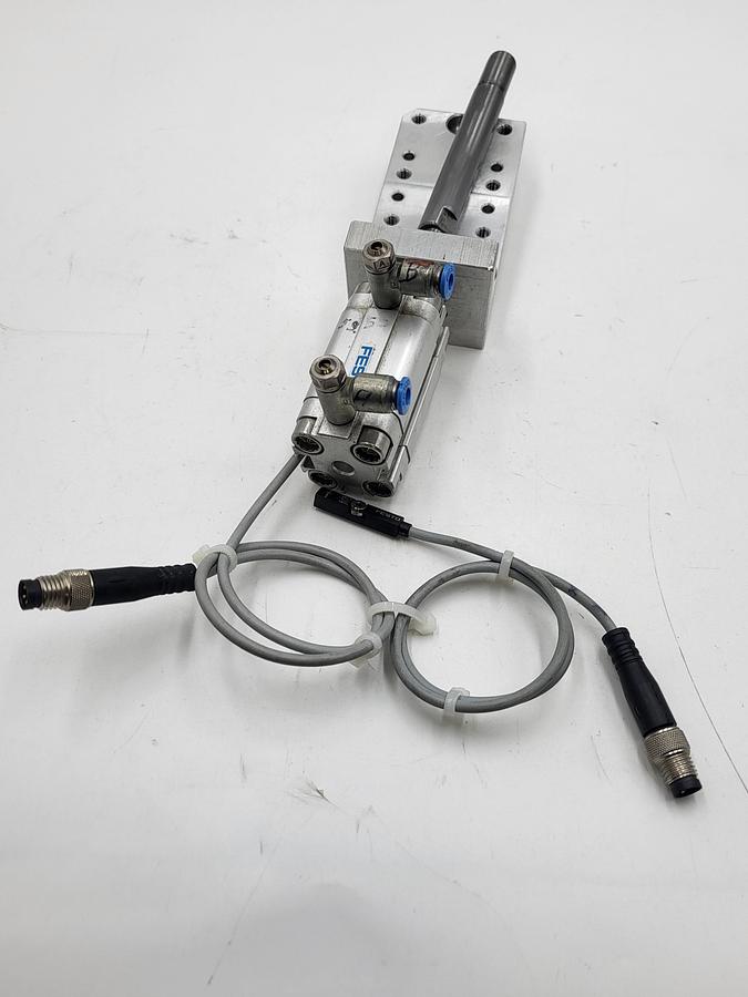 Used Festo cylinder push ADVU-16-20-PA mounted on aluminum base